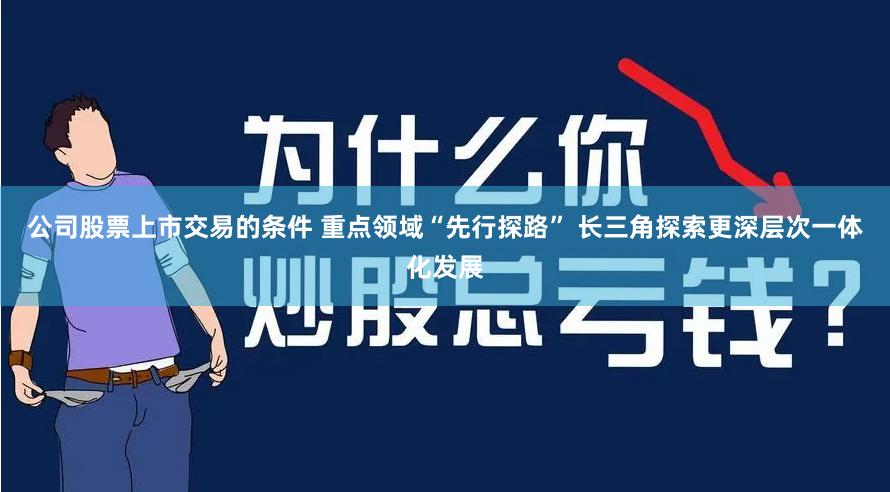 公司股票上市交易的条件 重点领域“先行探路” 长三角探索更深层次一体化发展